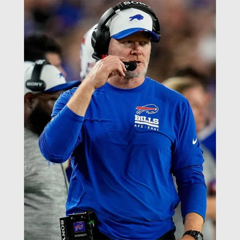 NFL Preseason 2025: Sean McDermott Steps Out in Classic Buffalo Bills Sweatshirt